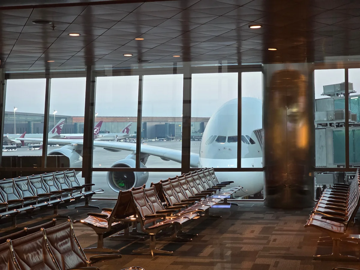 Qatar Airways aircraft viewed from Hamad International Airport